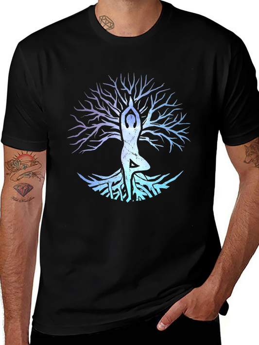 Yoga Tree Pose Graphic Tee - Black