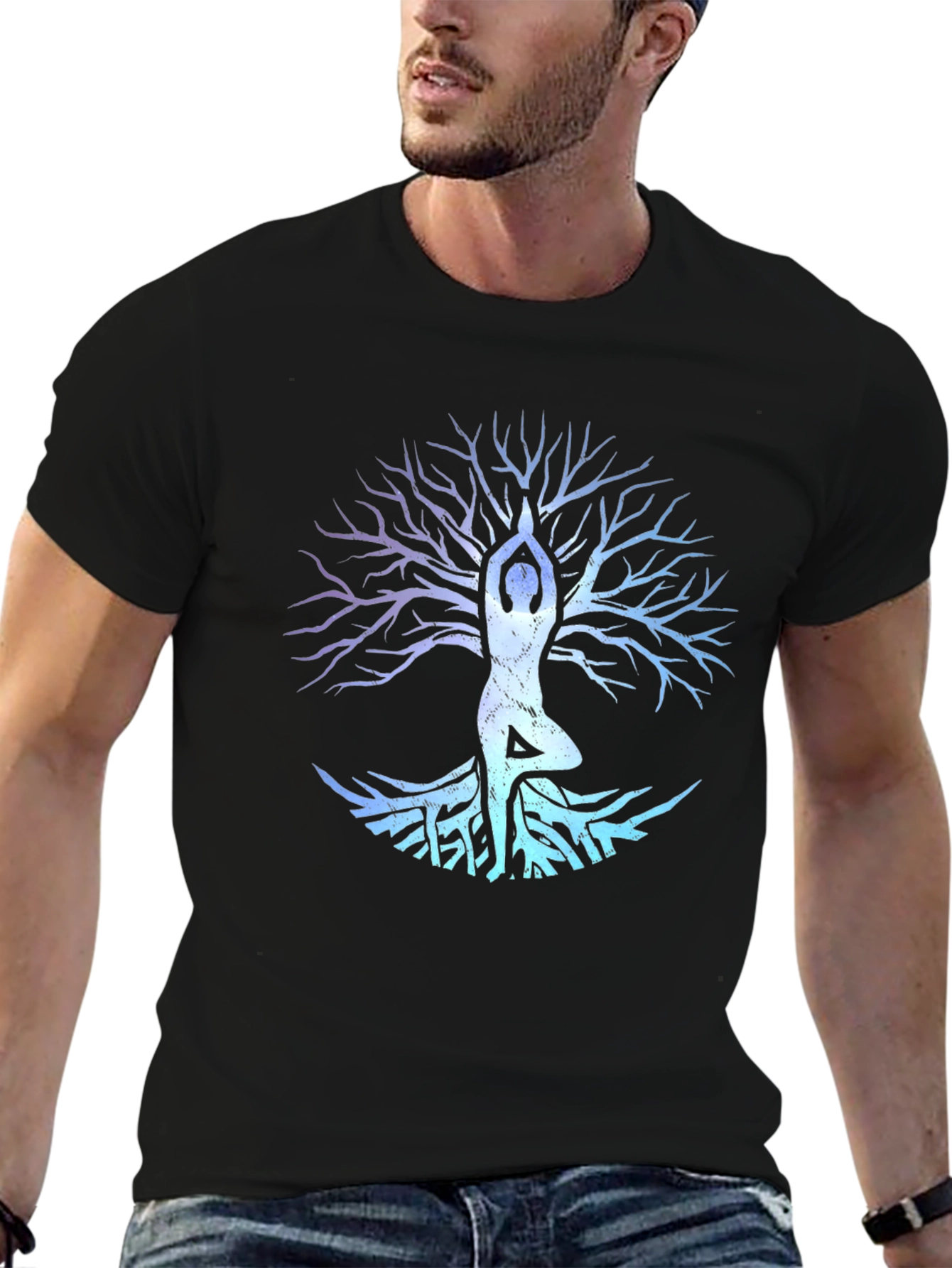 Yoga Tree Pose Graphic Tee - Black