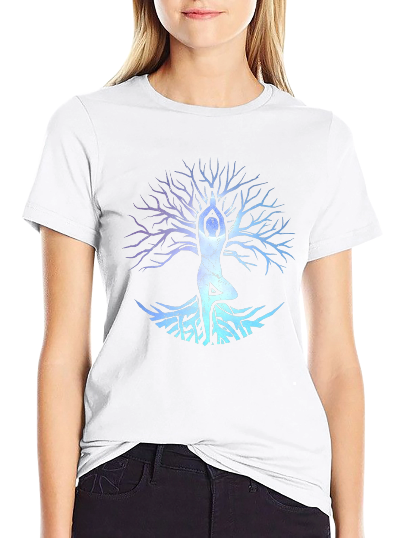 Yoga Tree Pose Graphic Tee - Black