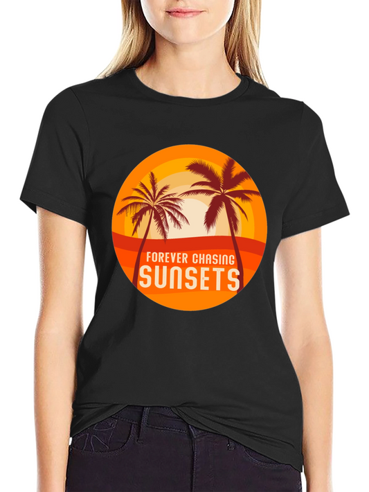 Sunset Chasing Black Tee - Tropical Vibes