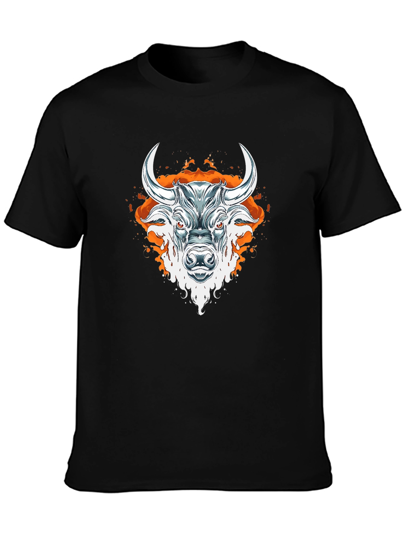 Fiery Bull Graphic Tee - Bold Black T-Shirt