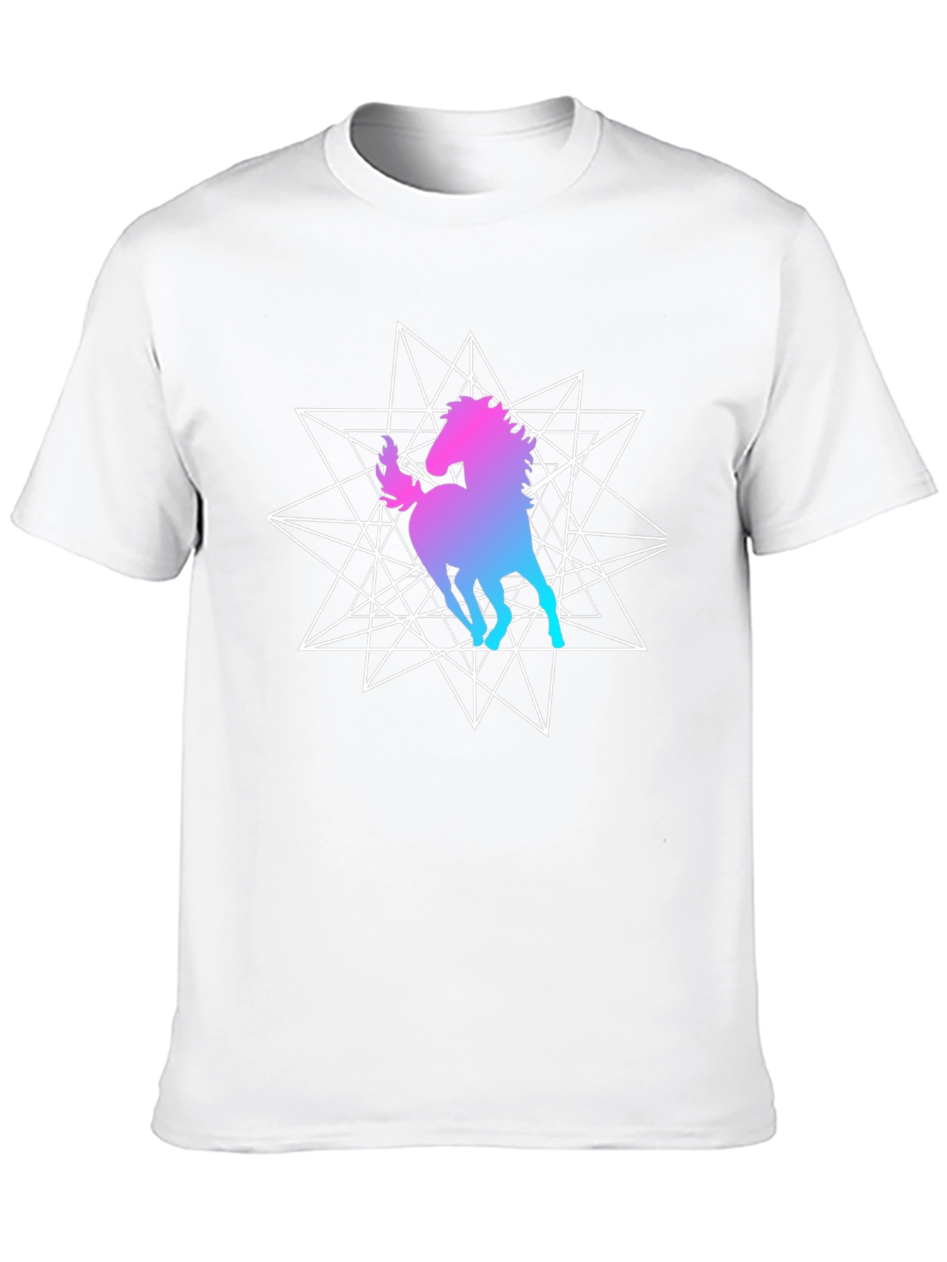 Geometric Unicorn Graphic Black T-Shirt