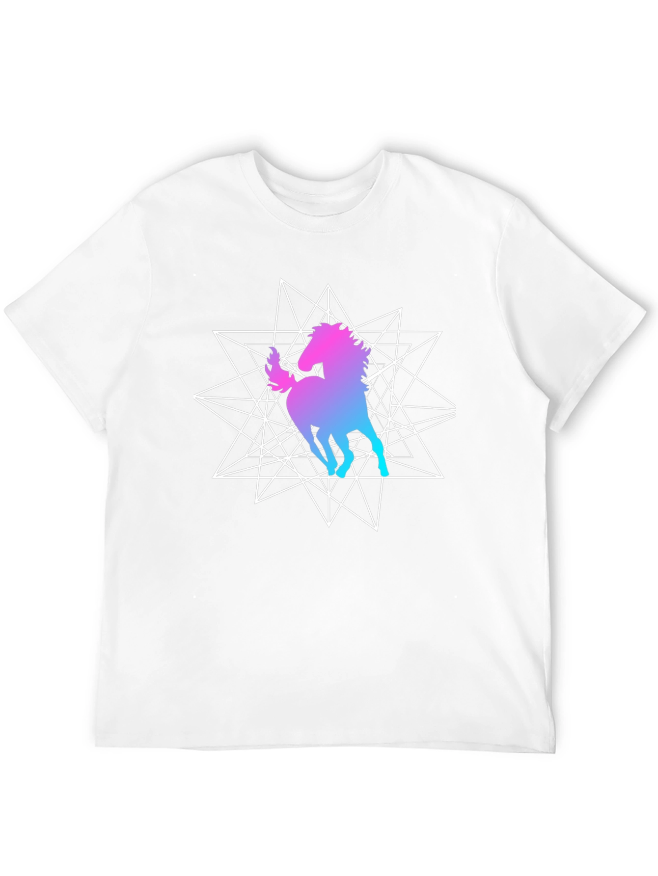 Geometric Unicorn Graphic Black T-Shirt