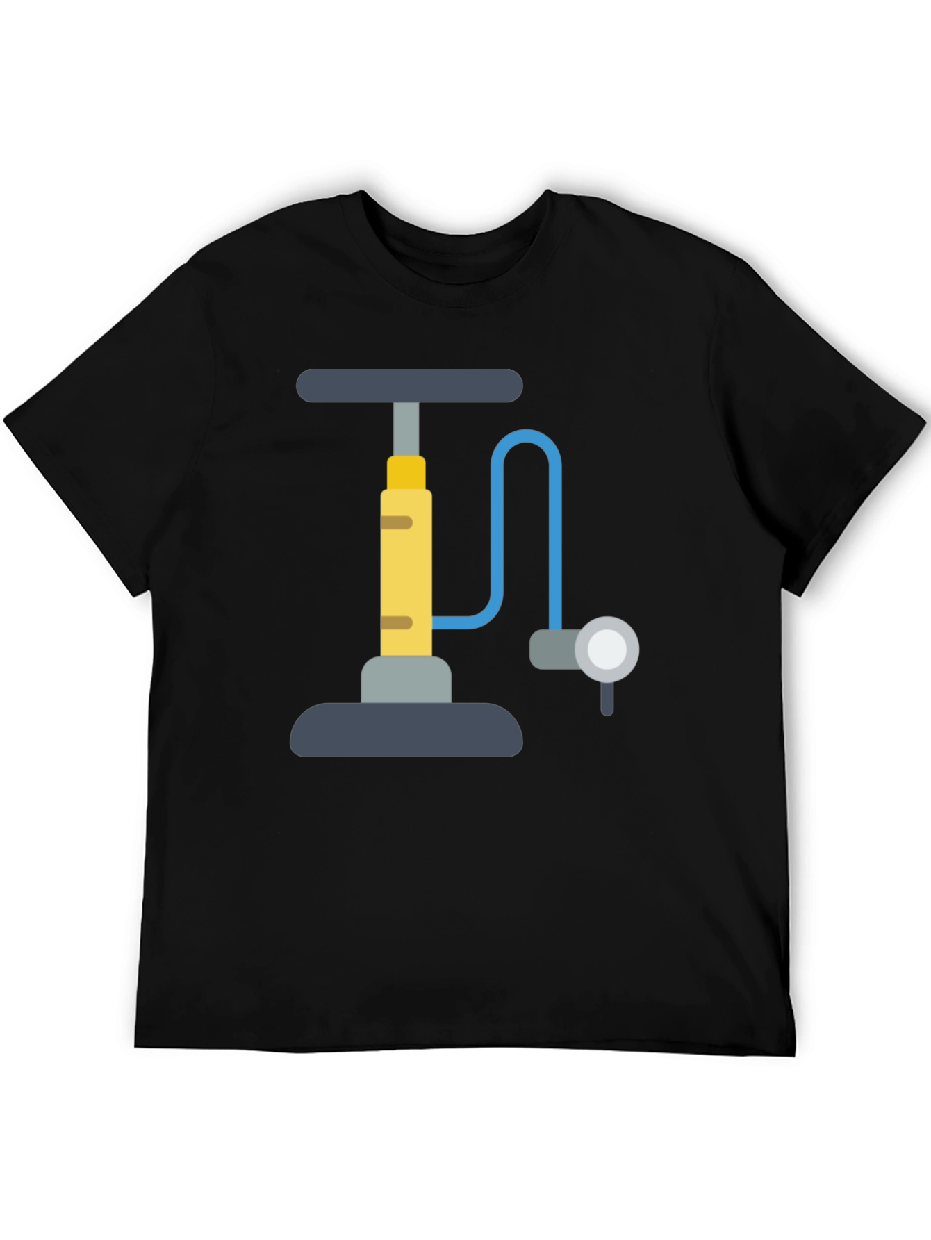 Bike Pump Graphic Tee - Black Cotton T-Shirt