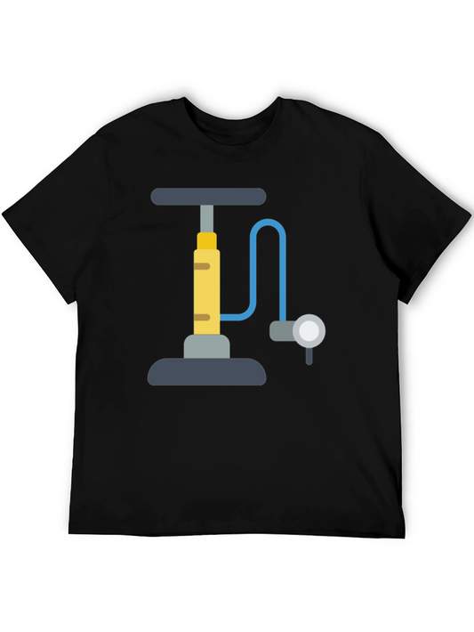 Bike Pump Graphic Tee - Black Cotton T-Shirt