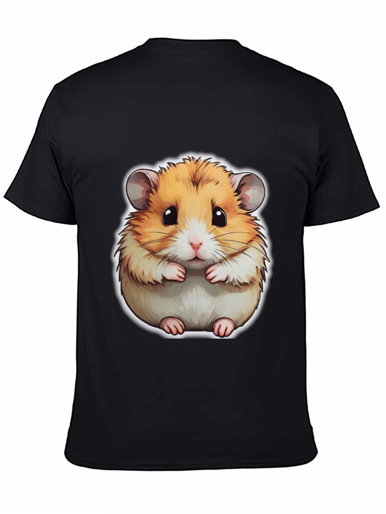 Cute Hamster Graphic Black T-Shirt