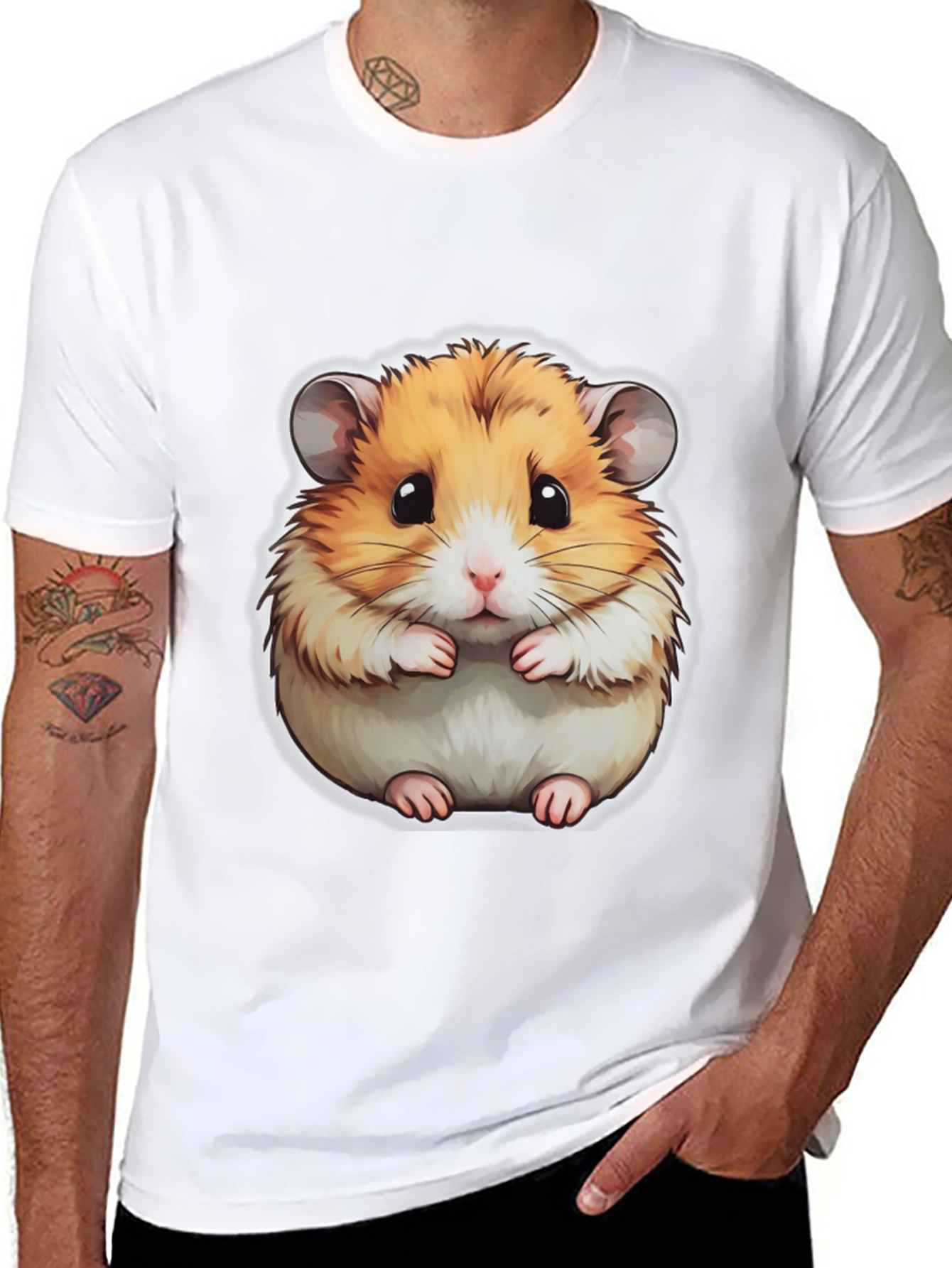 Cute Hamster Graphic Black T-Shirt