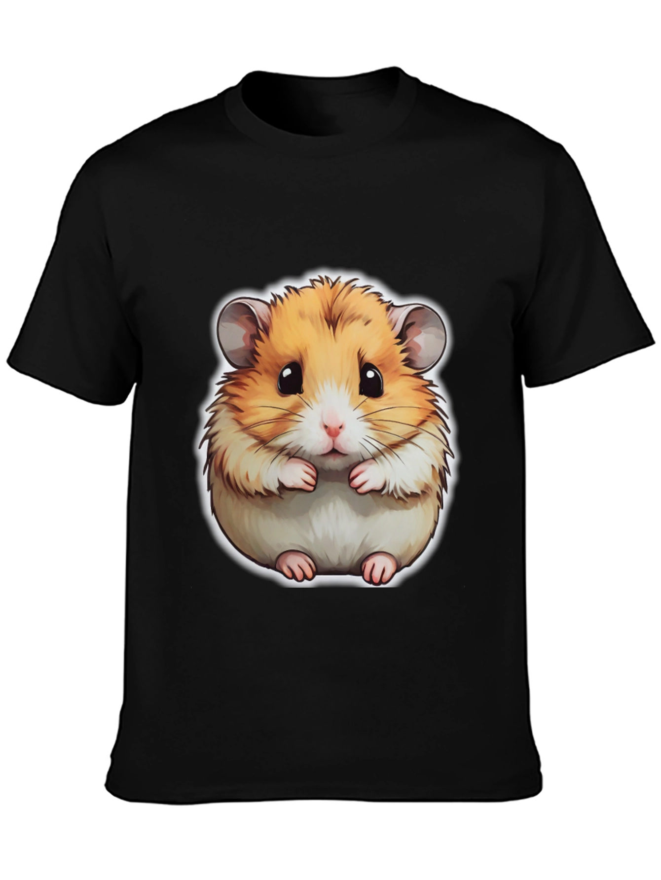 Cute Hamster Graphic Black T-Shirt