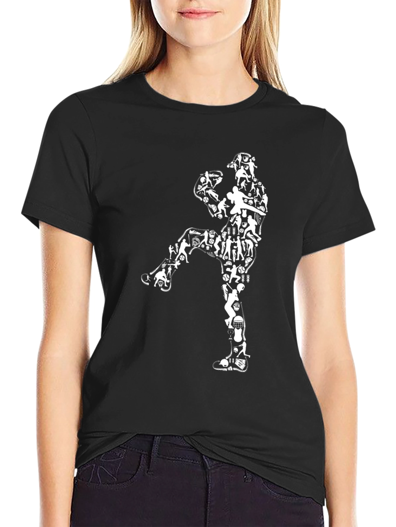 Sports Collage Black T-Shirt
