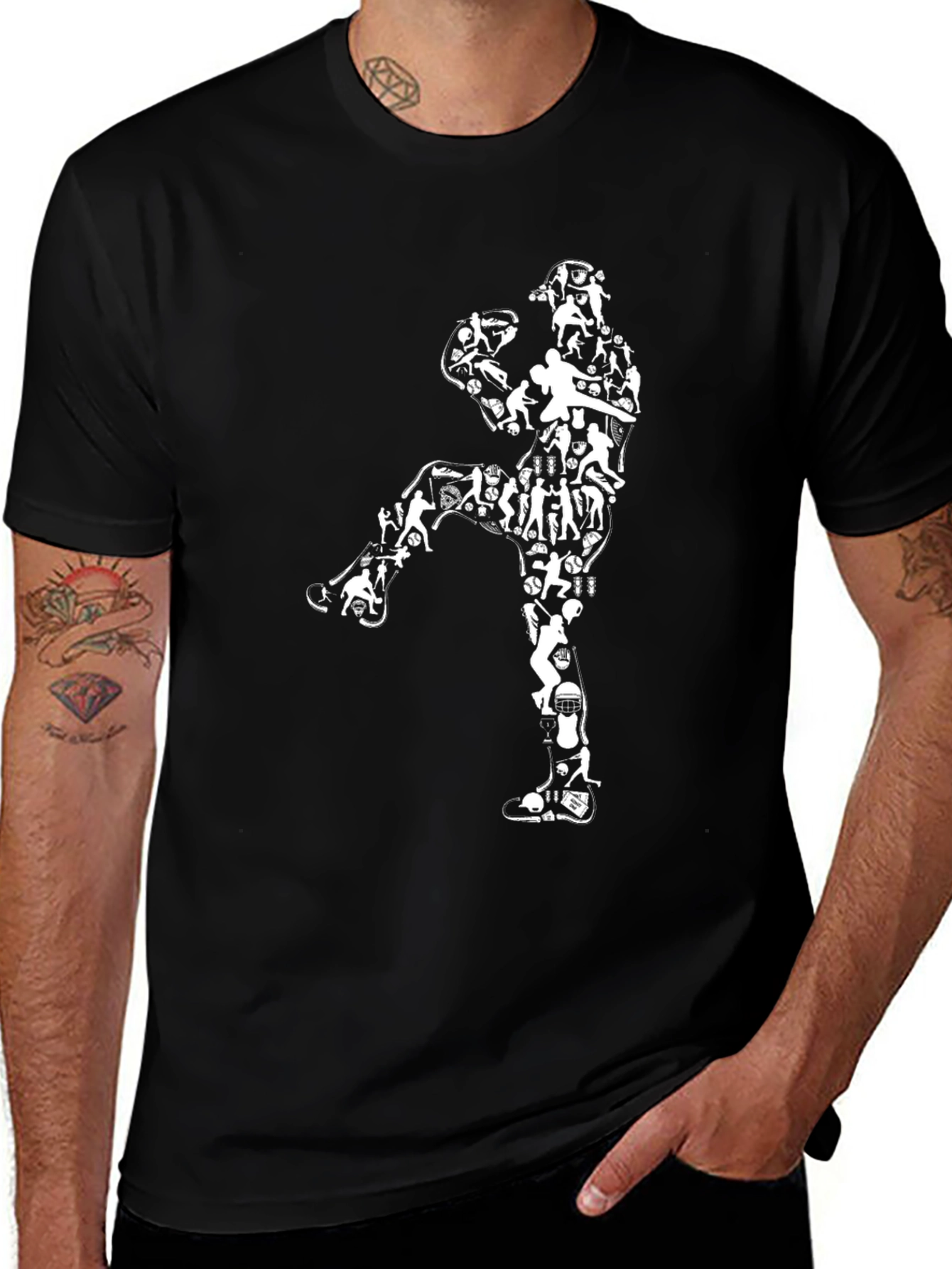 Sports Collage Black T-Shirt