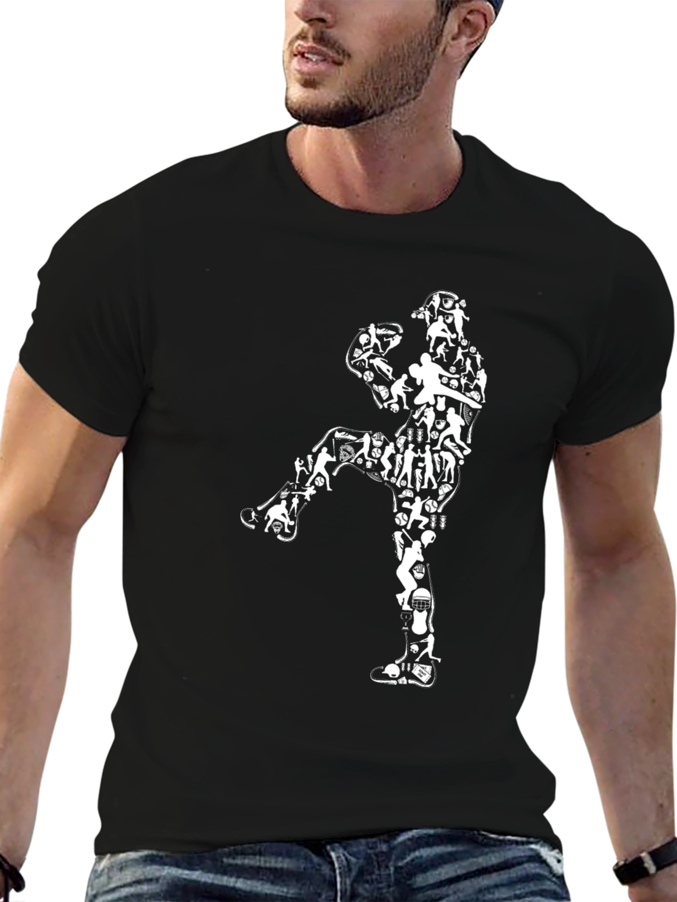 Sports Collage Black T-Shirt
