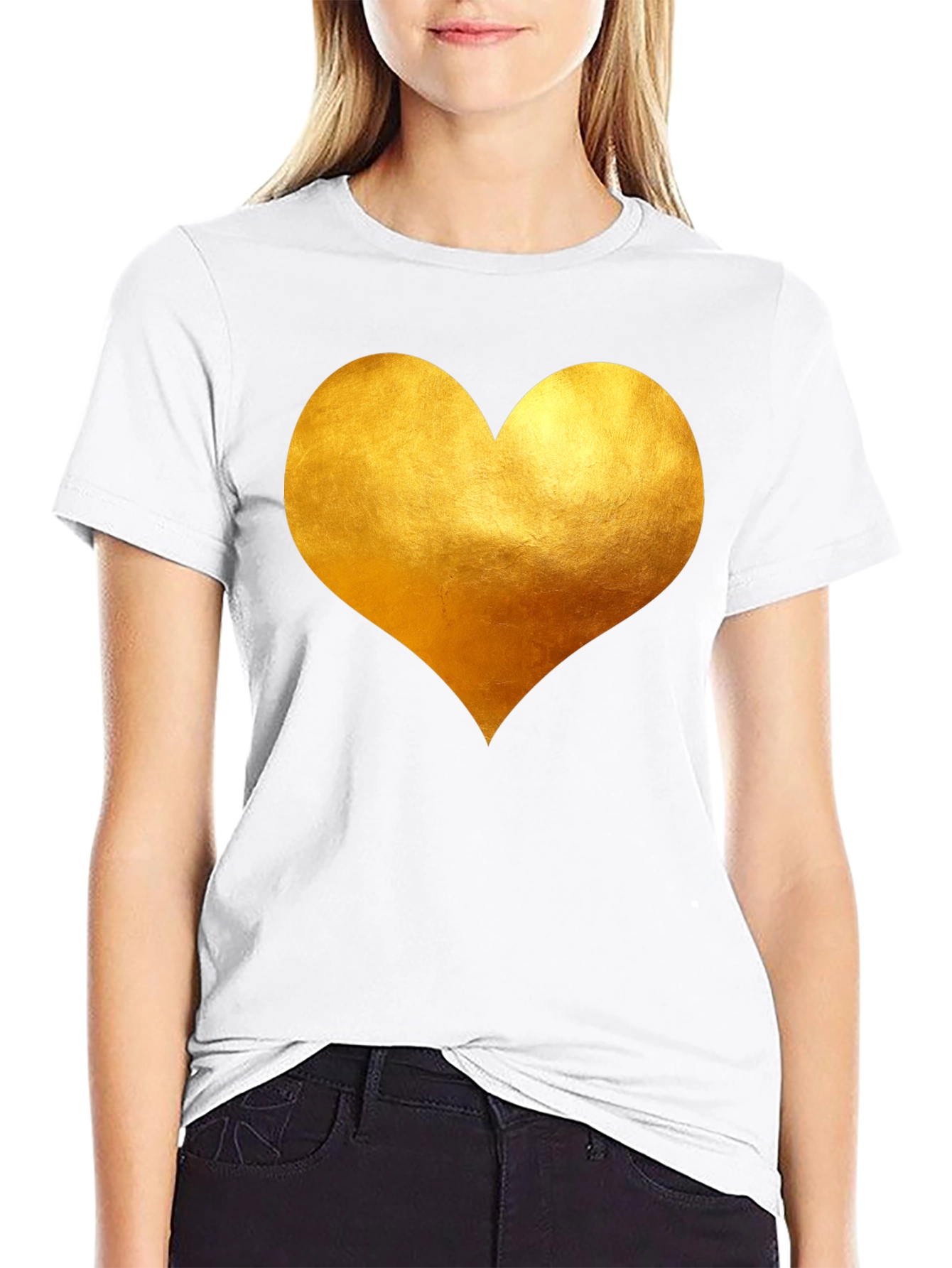 Golden Heart Black T-Shirt - Express Your Love!