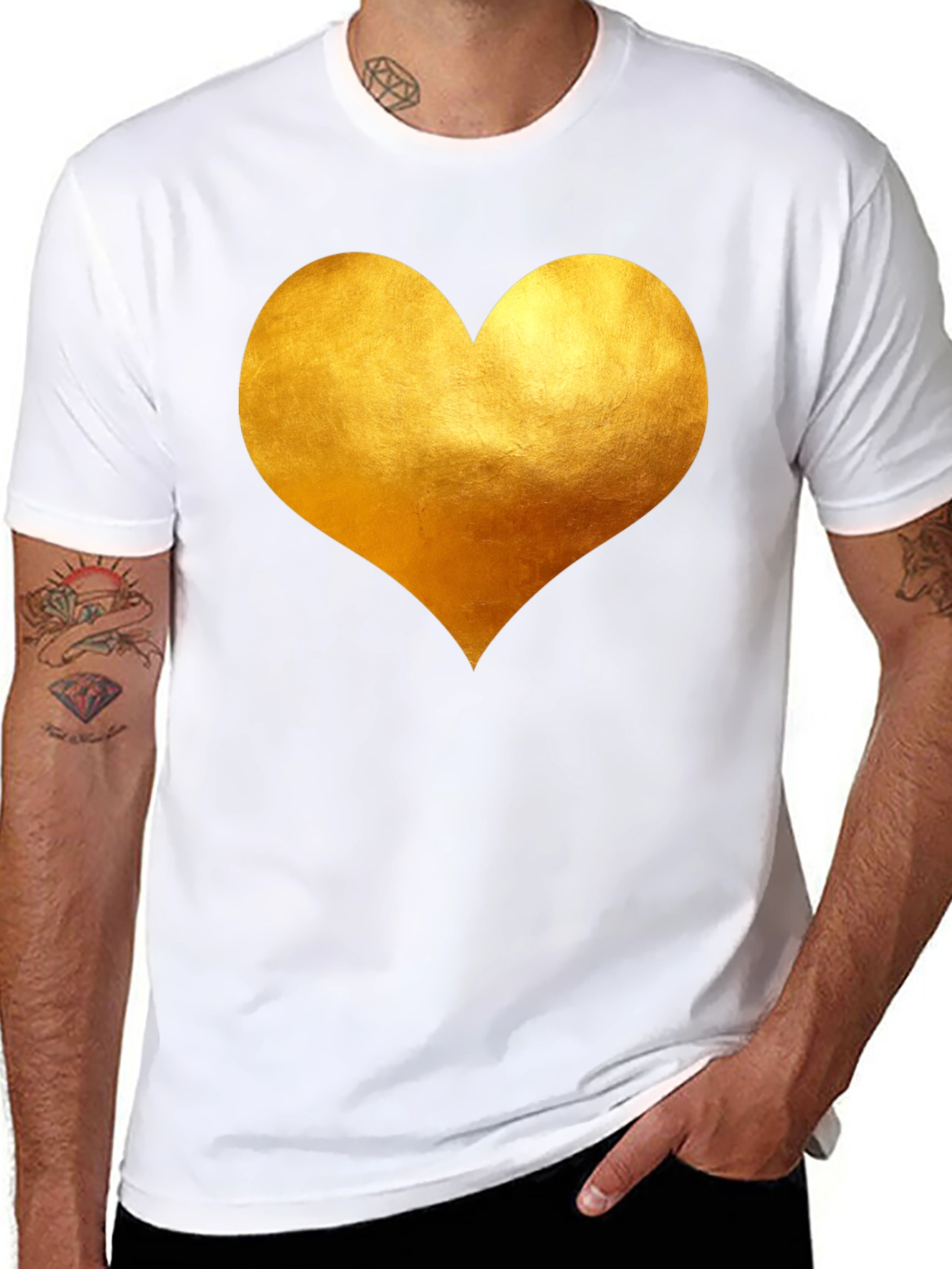 Golden Heart Black T-Shirt - Express Your Love!