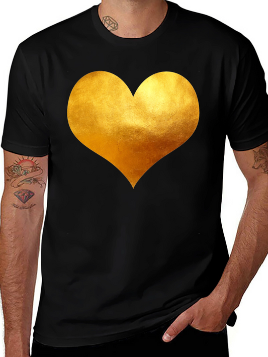 Golden Heart Black T-Shirt - Express Your Love!
