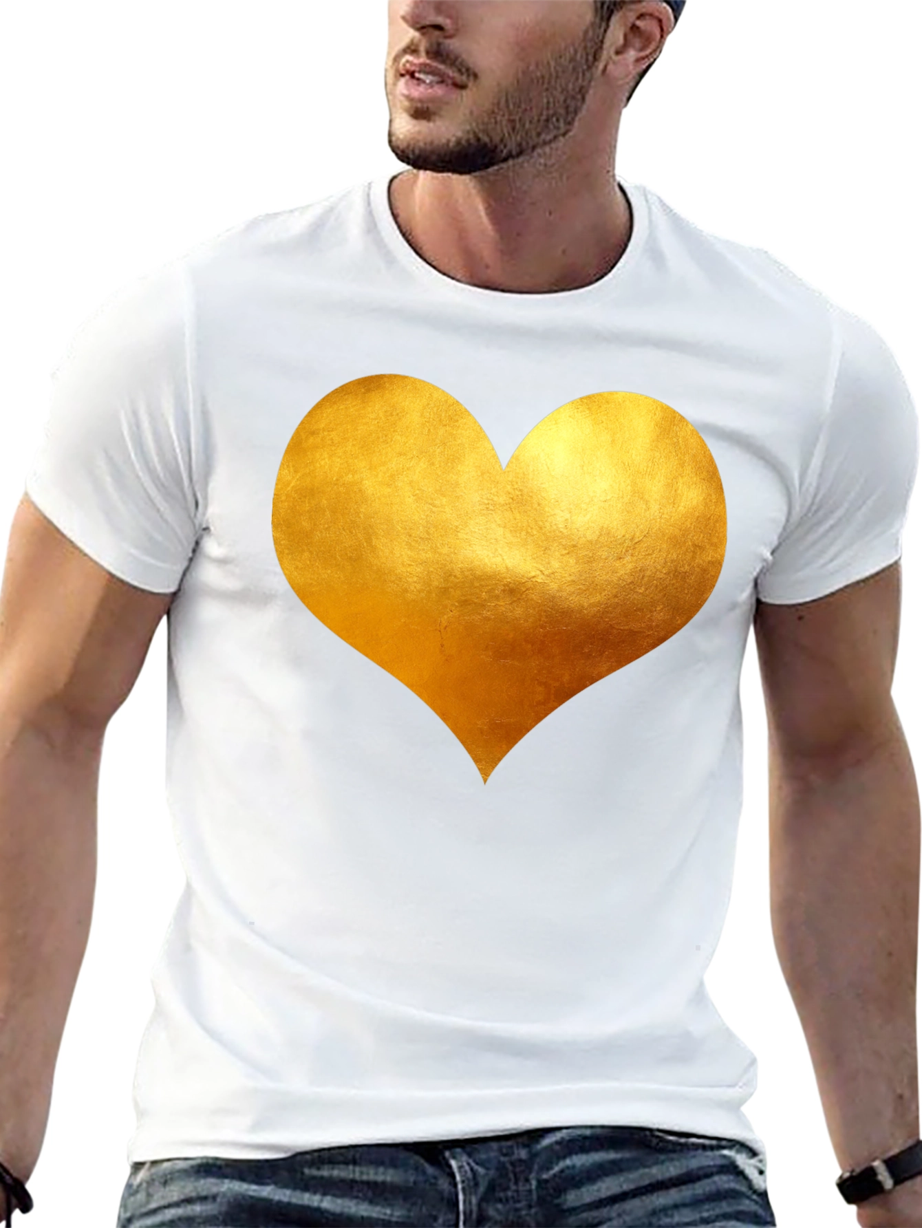 Golden Heart Black T-Shirt - Express Your Love!