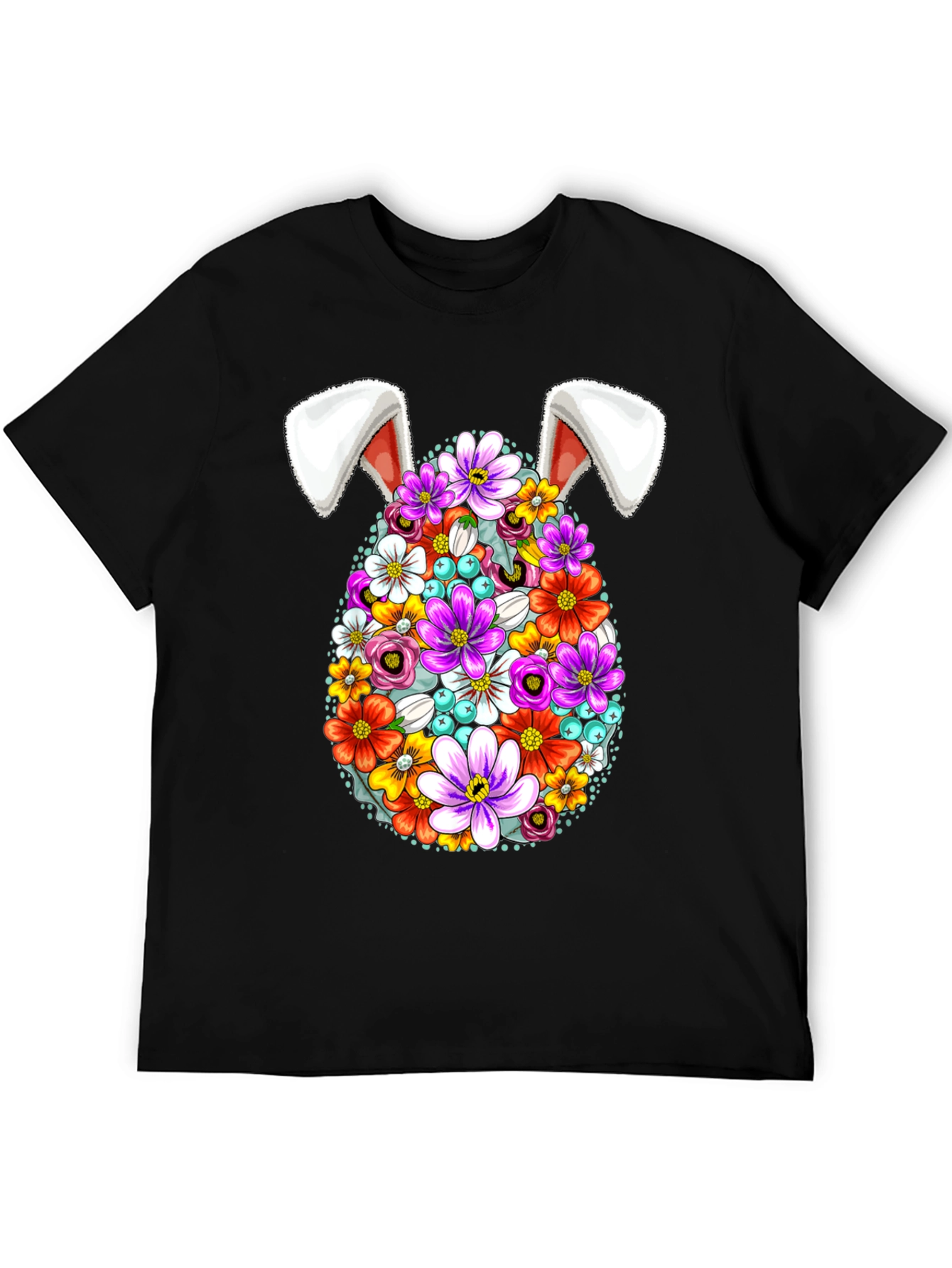 Easter Floral Egg Bunny Ears Graphic Tee