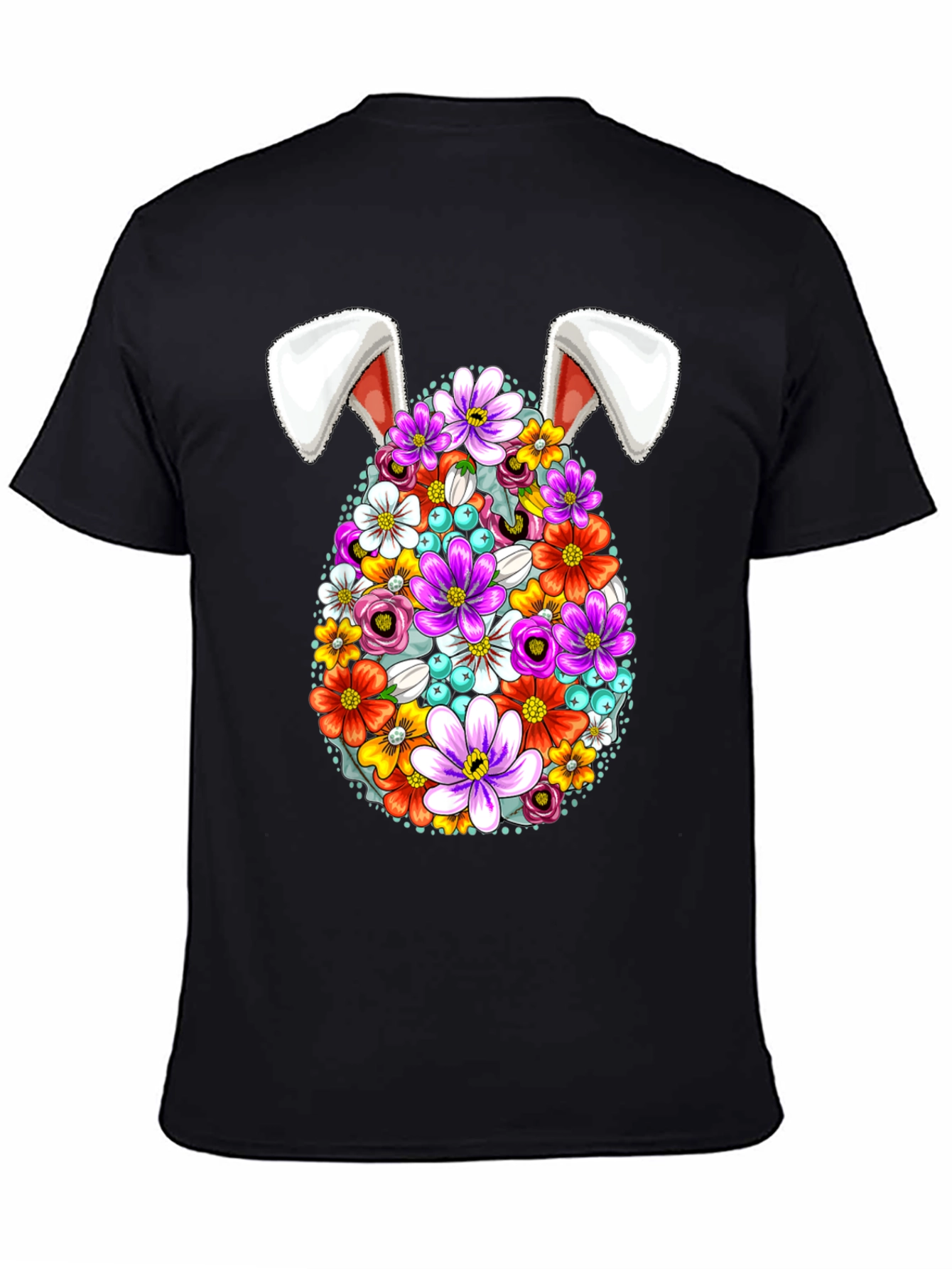 Easter Floral Egg Bunny Ears Graphic Tee