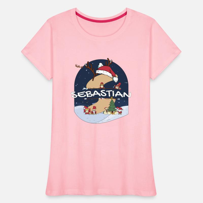 Awesome Sebastian Name w Santa Hat in Xmas Theme