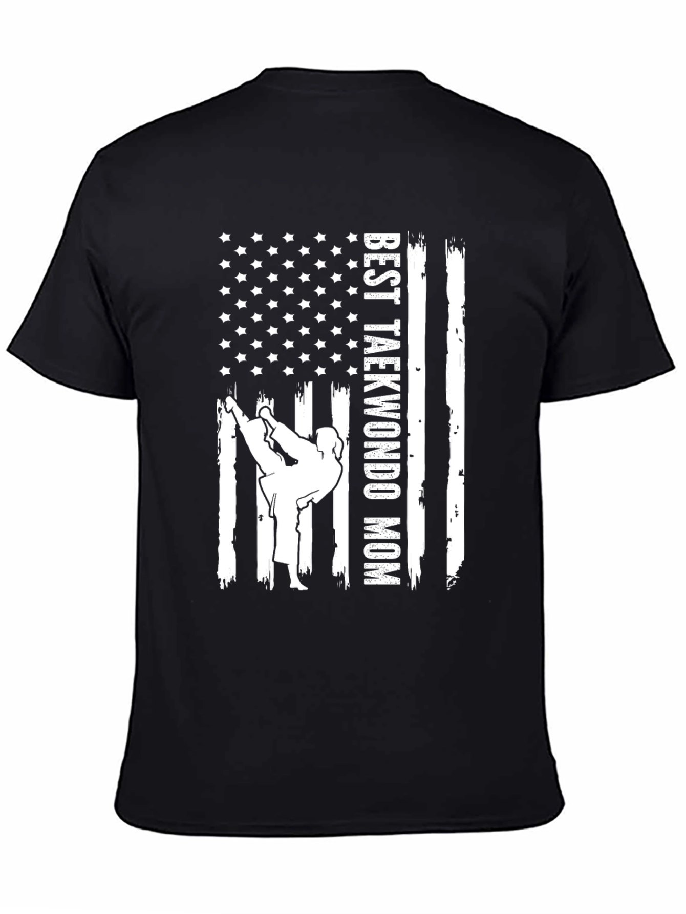 Best Taekwondo Mom USA Flag T-Shirt