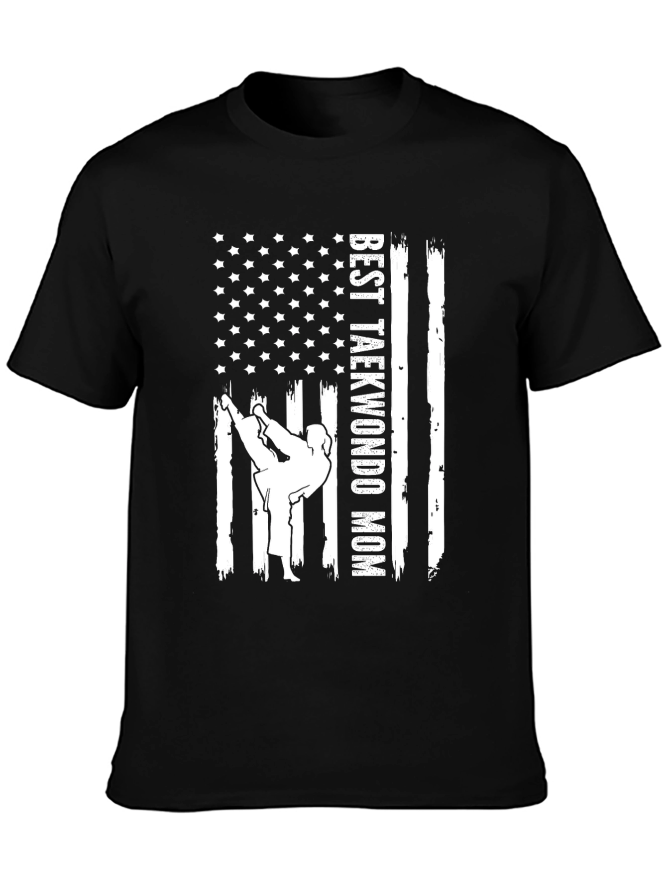 Best Taekwondo Mom USA Flag T-Shirt