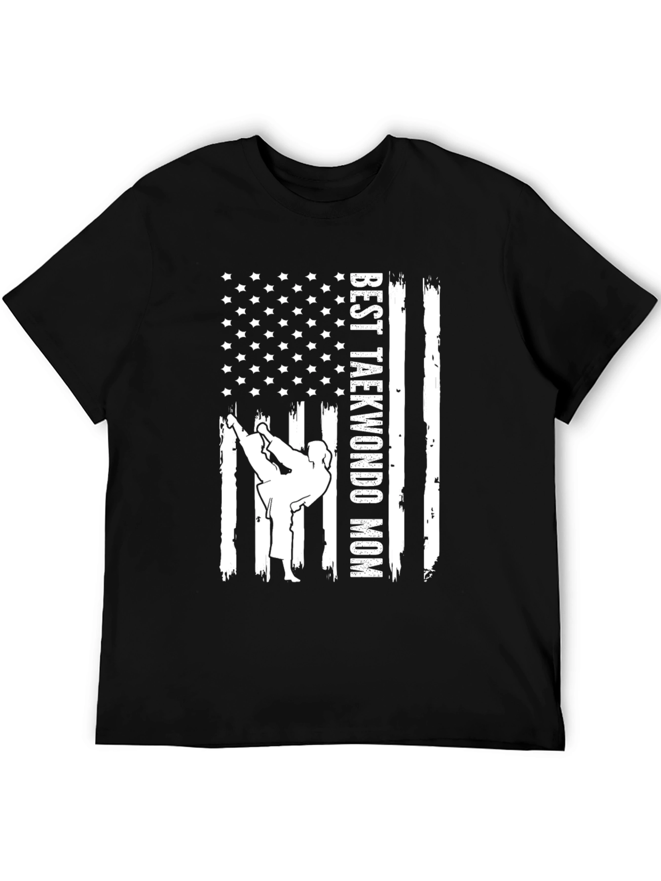 Best Taekwondo Mom USA Flag T-Shirt