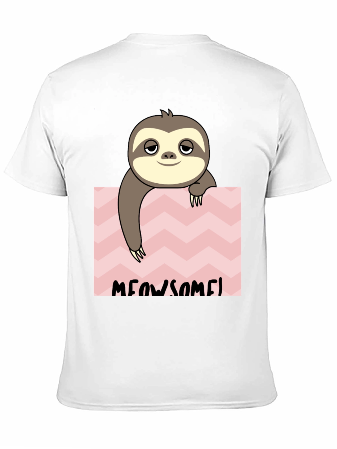 Meowsome Sloth Graphic Tee - Black Cotton Blend