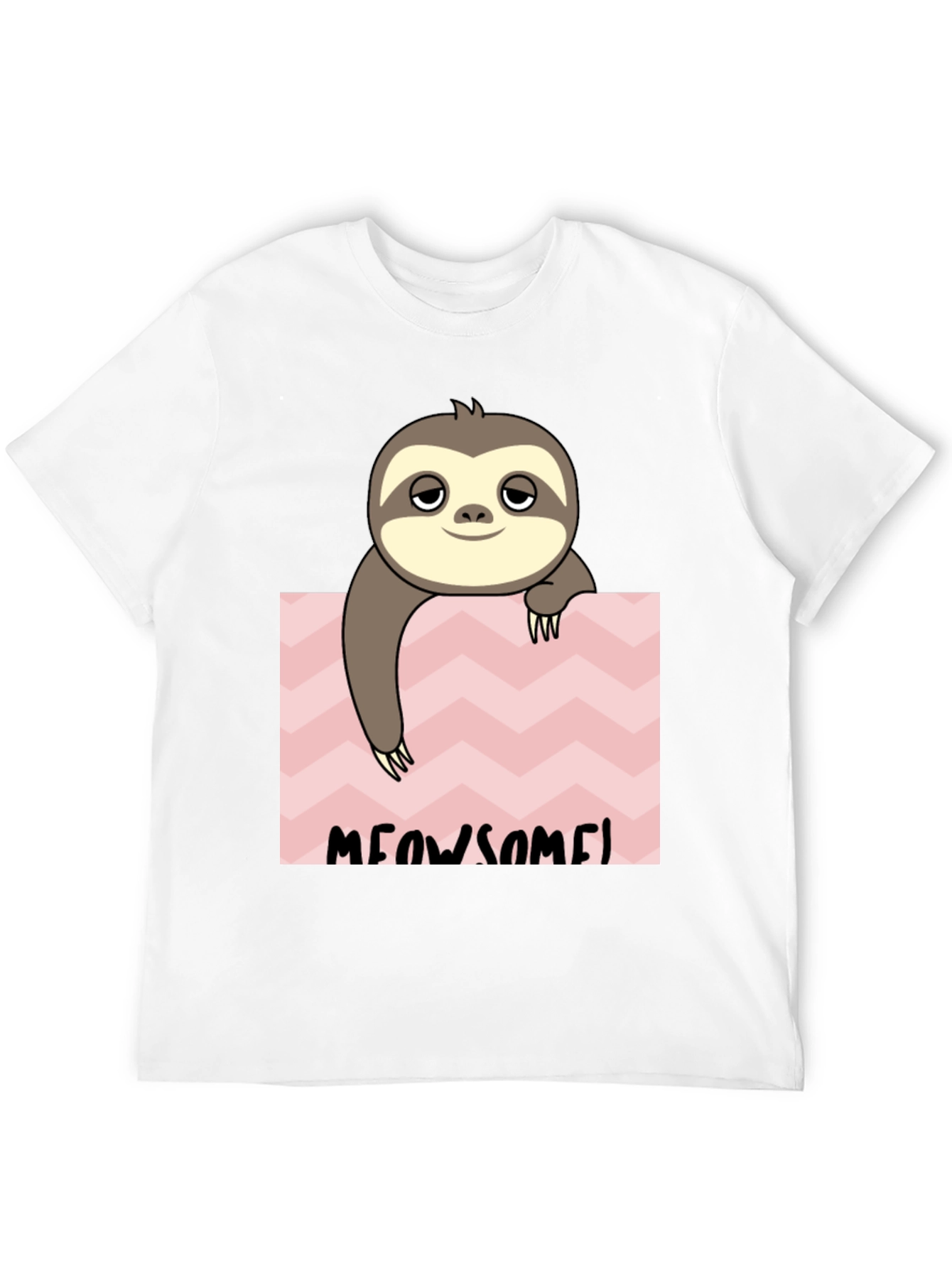 Meowsome Sloth Graphic Tee - Black Cotton Blend