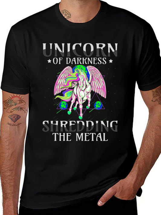Unicorn of Darkness Shredding the Metal Graphic Tee