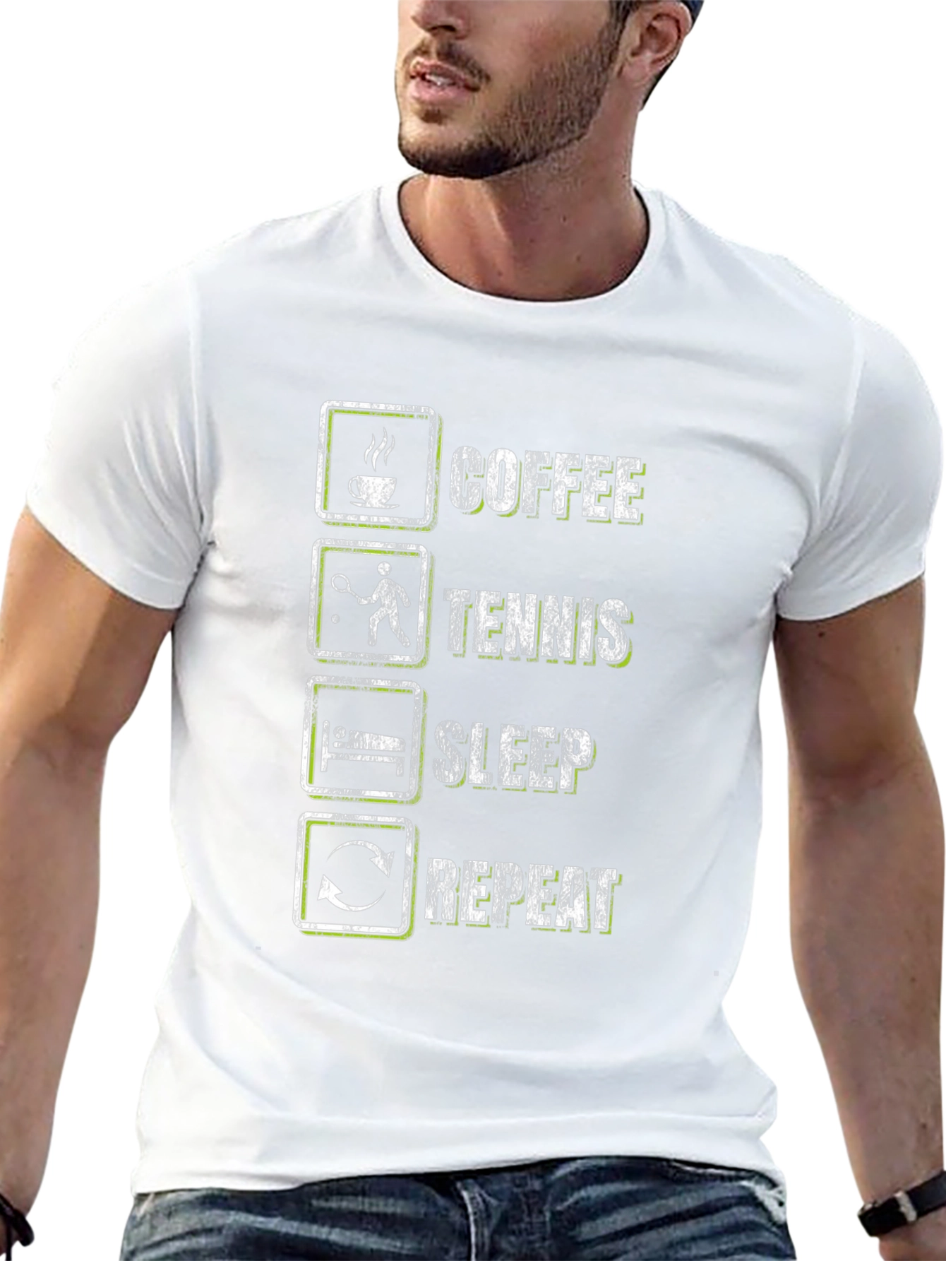 Coffee Tennis Sleep Repeat Graphic Tee