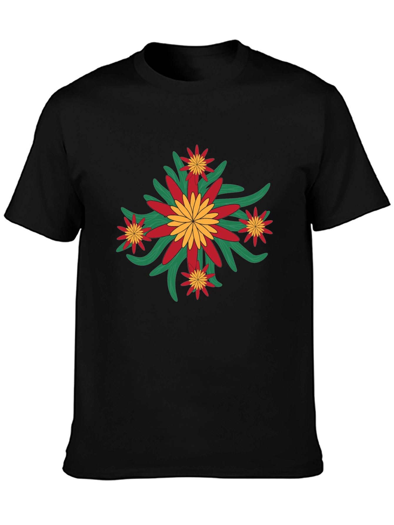 Floral Graphic Print Crew Neck Tee