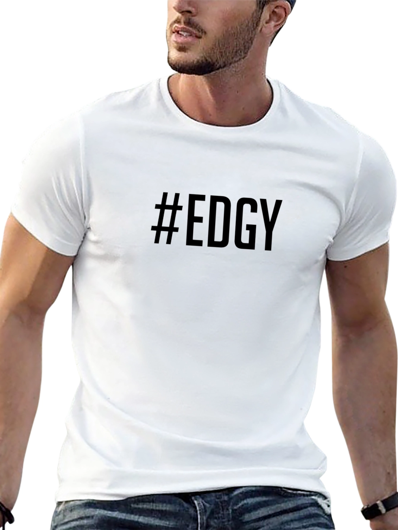 Edgy Graphic T-Shirt - Black Crew Neck Tee