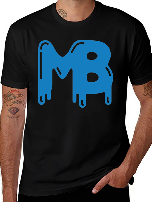 MB Drip Tee - Cool Blue Graphic on Black Cotton T-Shirt