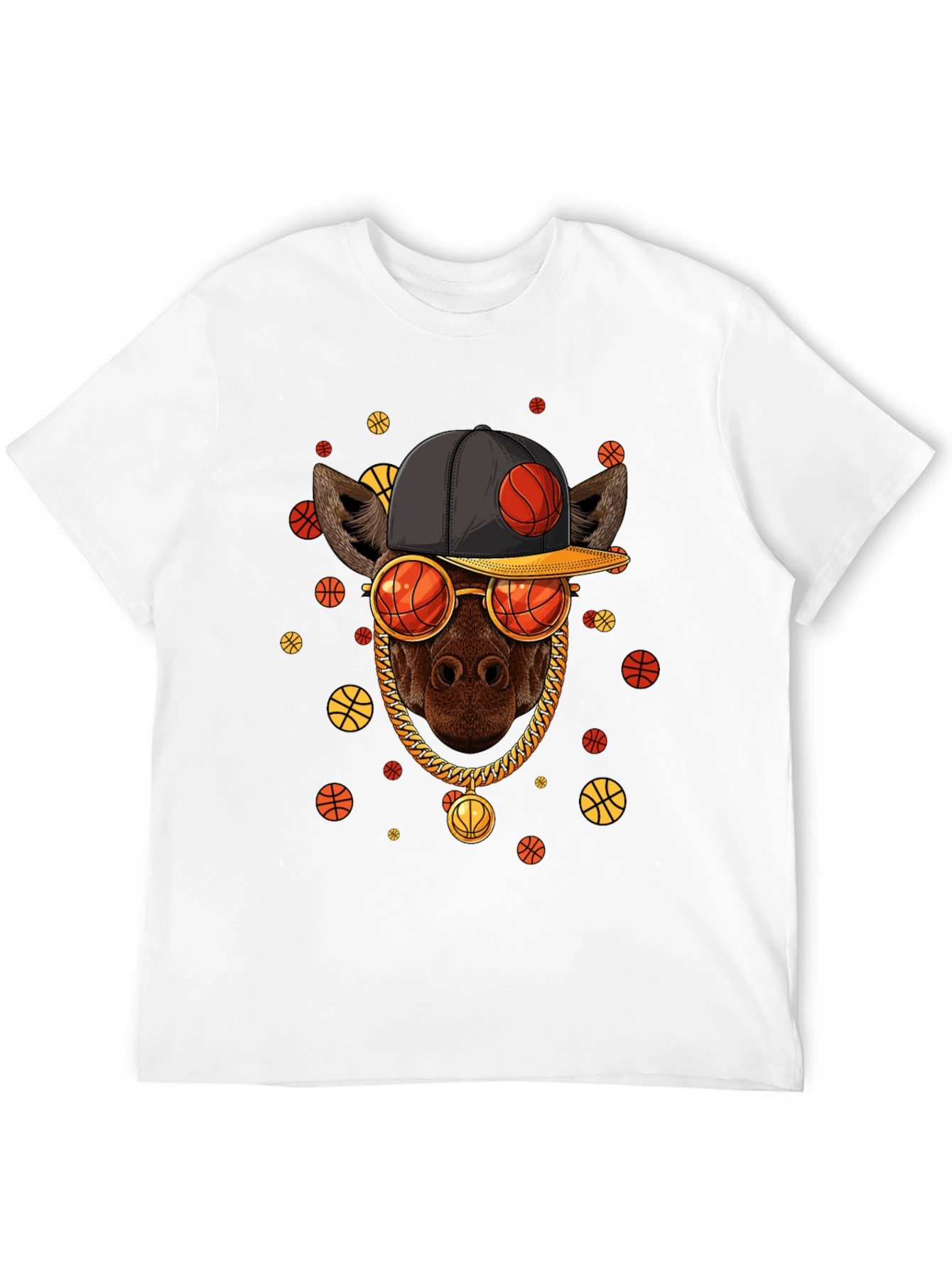 Basketball Giraffe Graphic T-Shirt