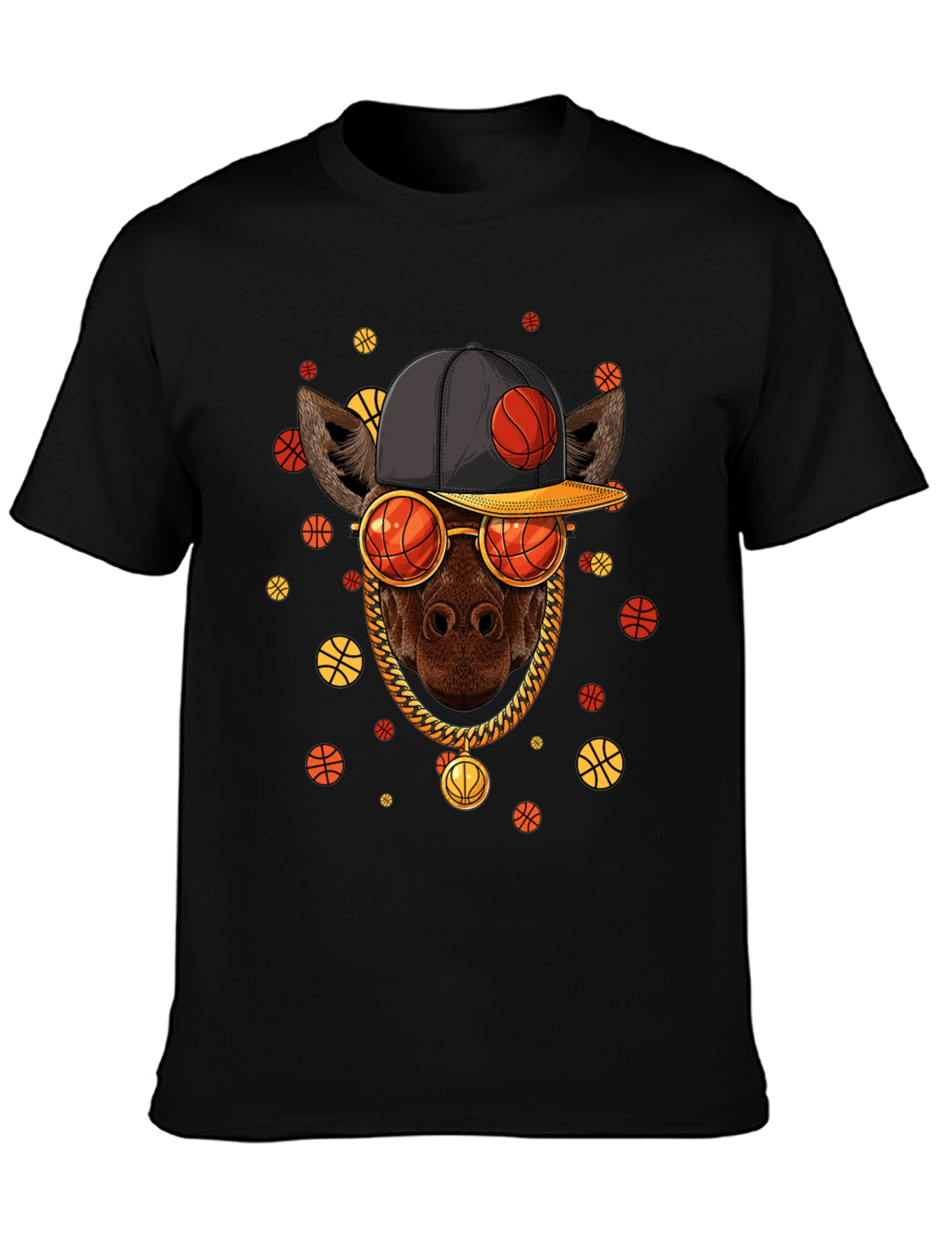 Basketball Giraffe Graphic T-Shirt