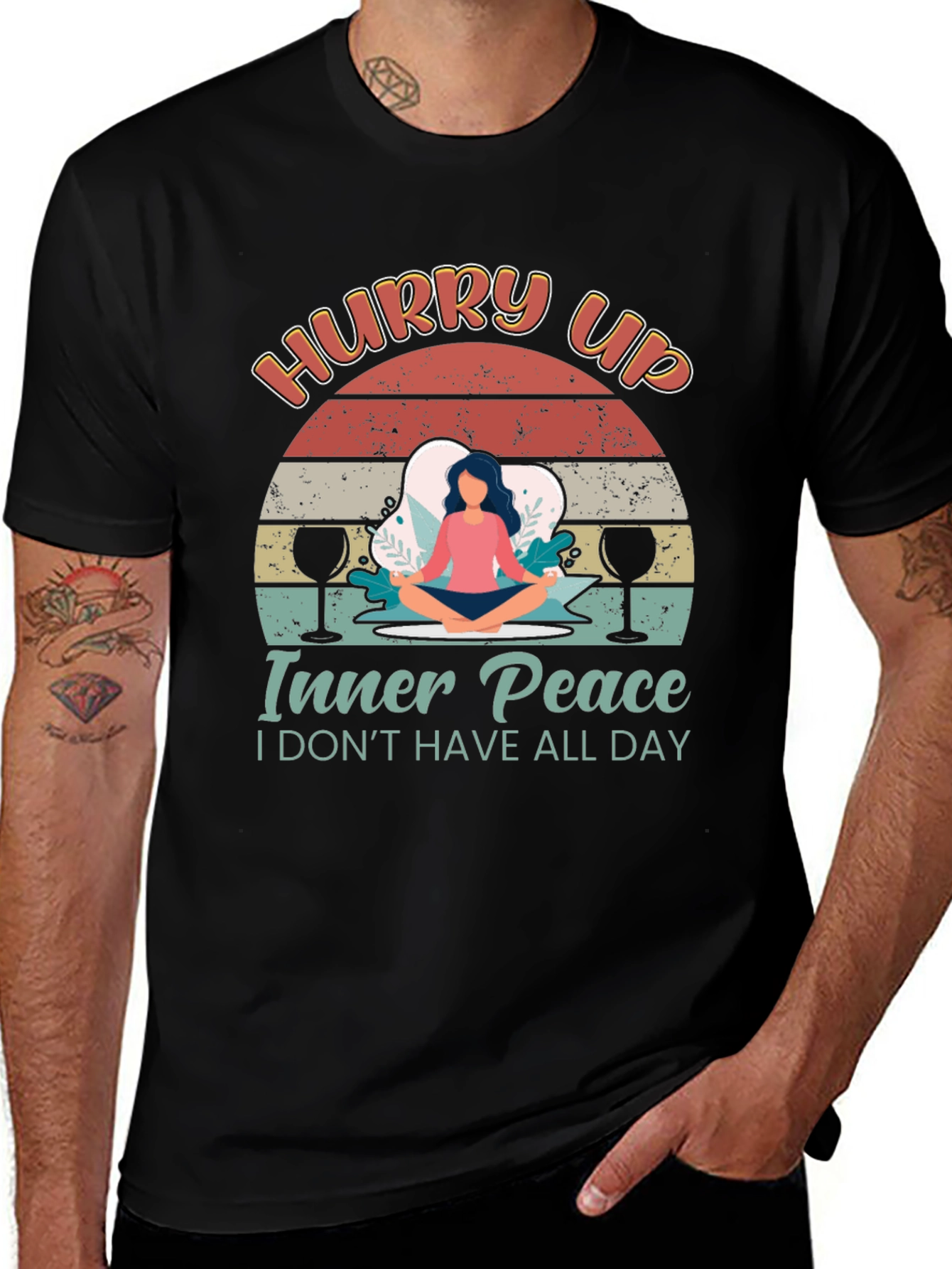 Funny Meditation T-Shirt - Hurry Up Inner Peace