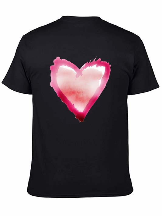 Watercolor Heart Graphic Tee - Stylish Black T-Shirt