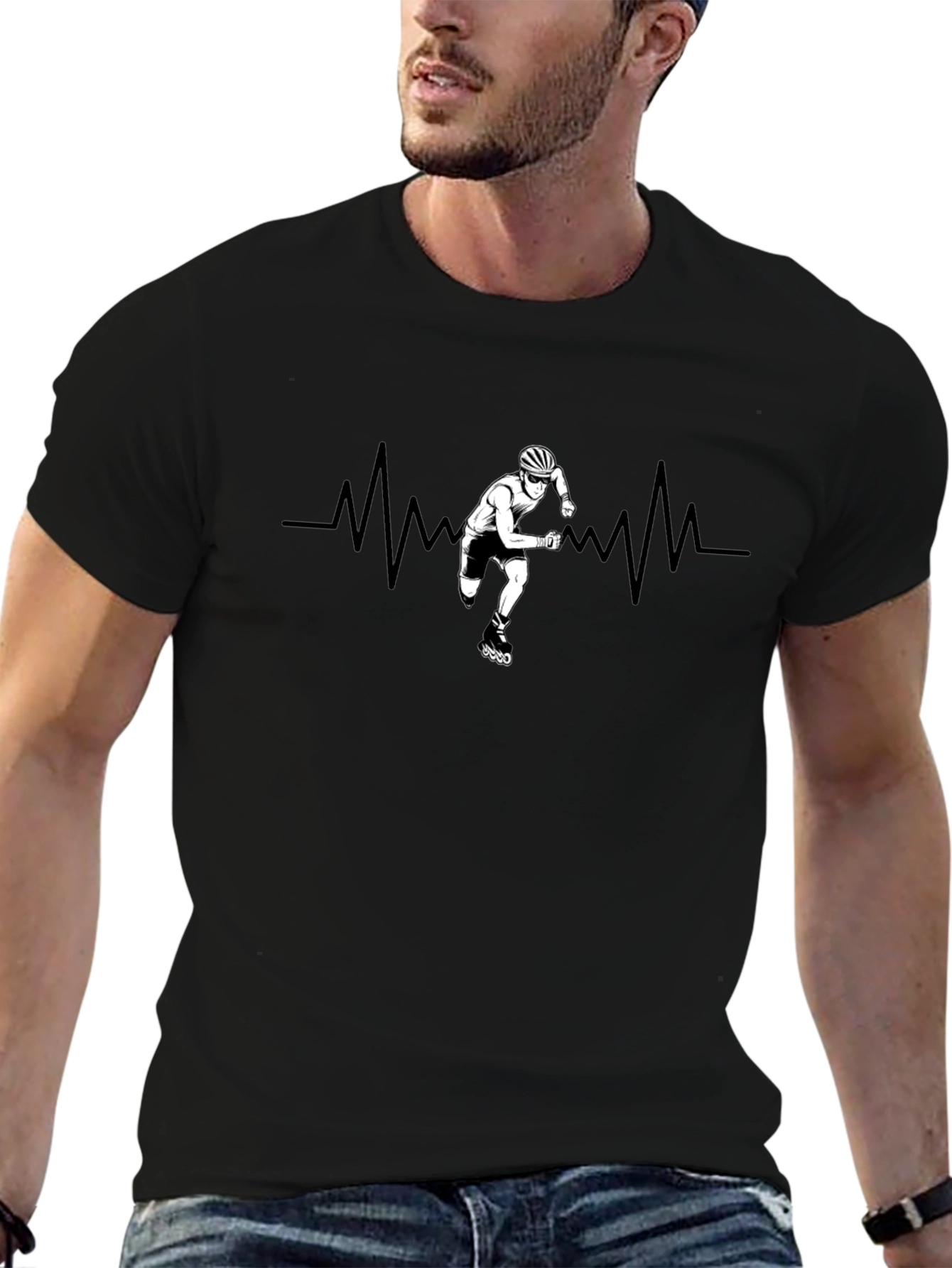 Inline Skate Heartbeat Black T-Shirt