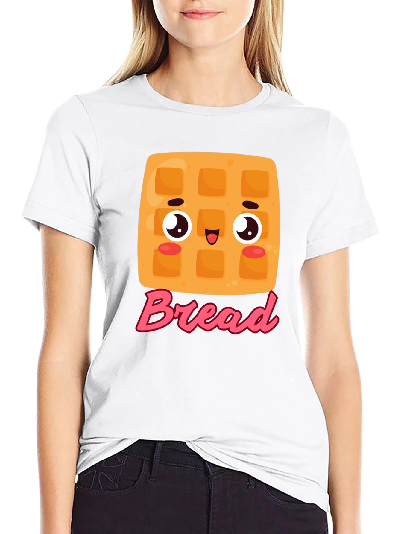 Cute Cartoon Waffle Bread Graphic Tee