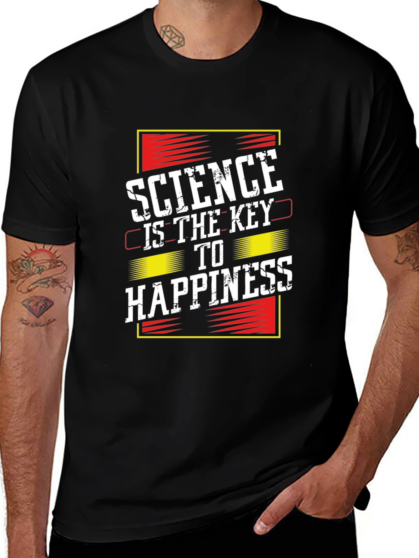 Science is the Key to Happiness Black T-Shirt