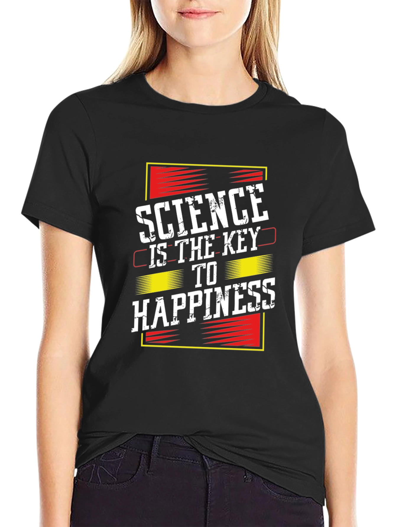 Science is the Key to Happiness Black T-Shirt