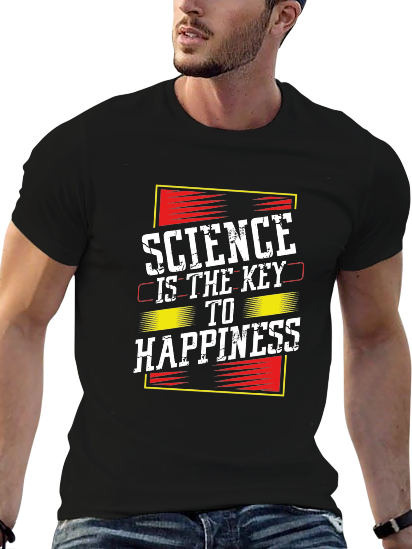 Science is the Key to Happiness Black T-Shirt
