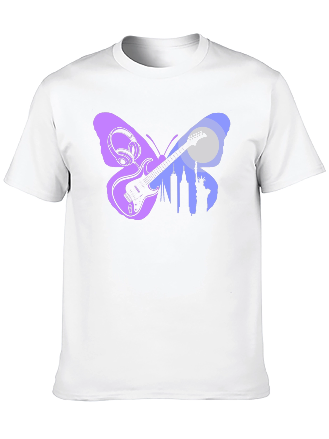 Butterfly Guitar Skyline Black T-Shirt