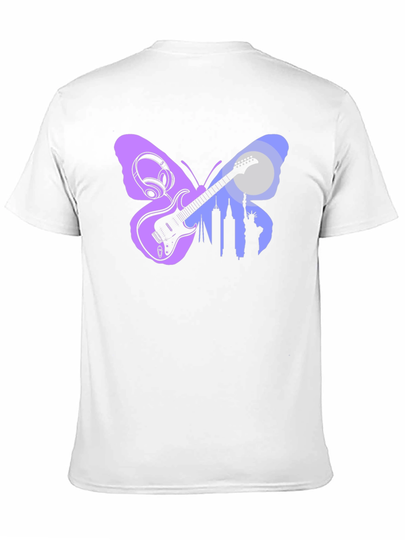 Butterfly Guitar Skyline Black T-Shirt