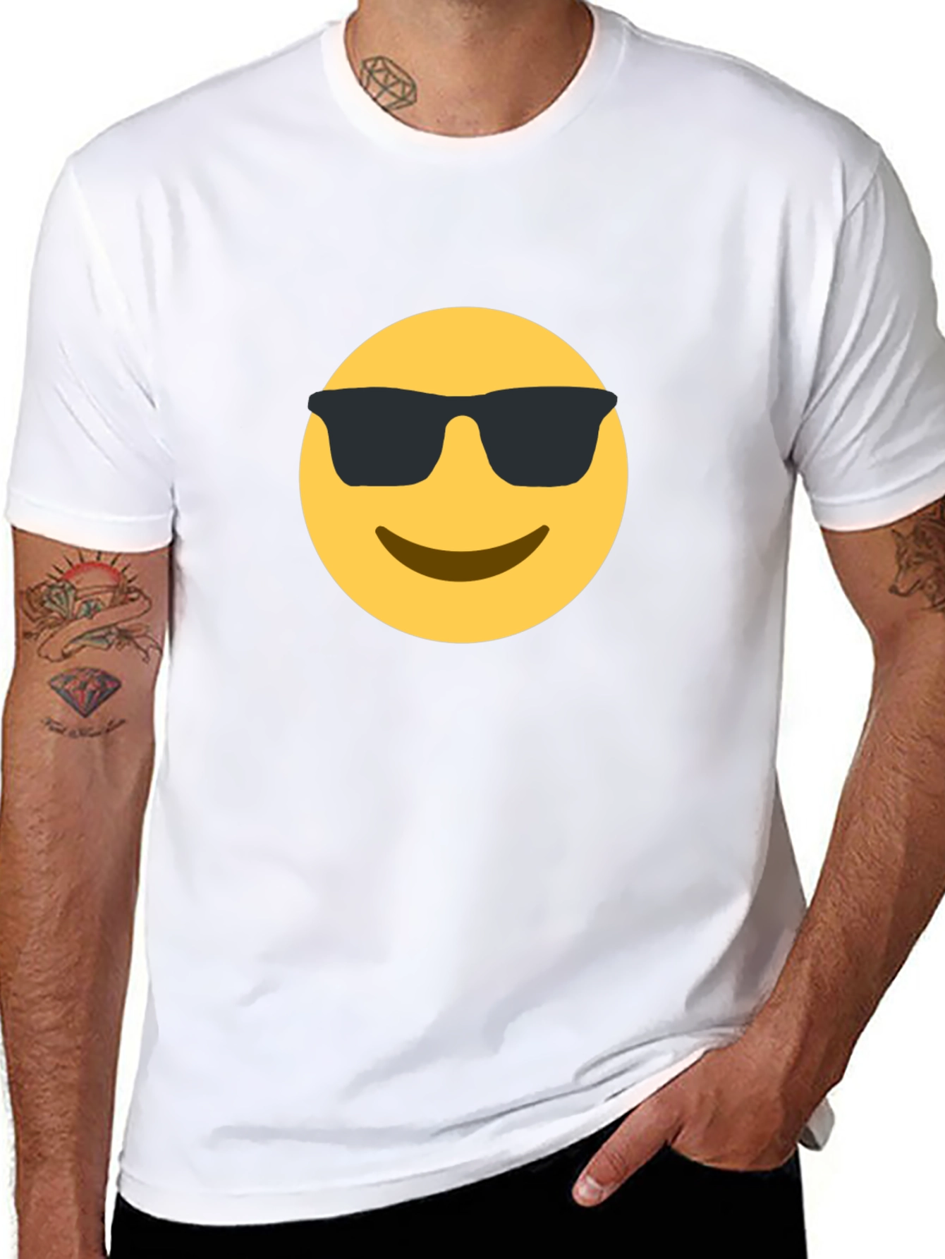 Cool Emoji Graphic Tee - Black Cotton T-Shirt