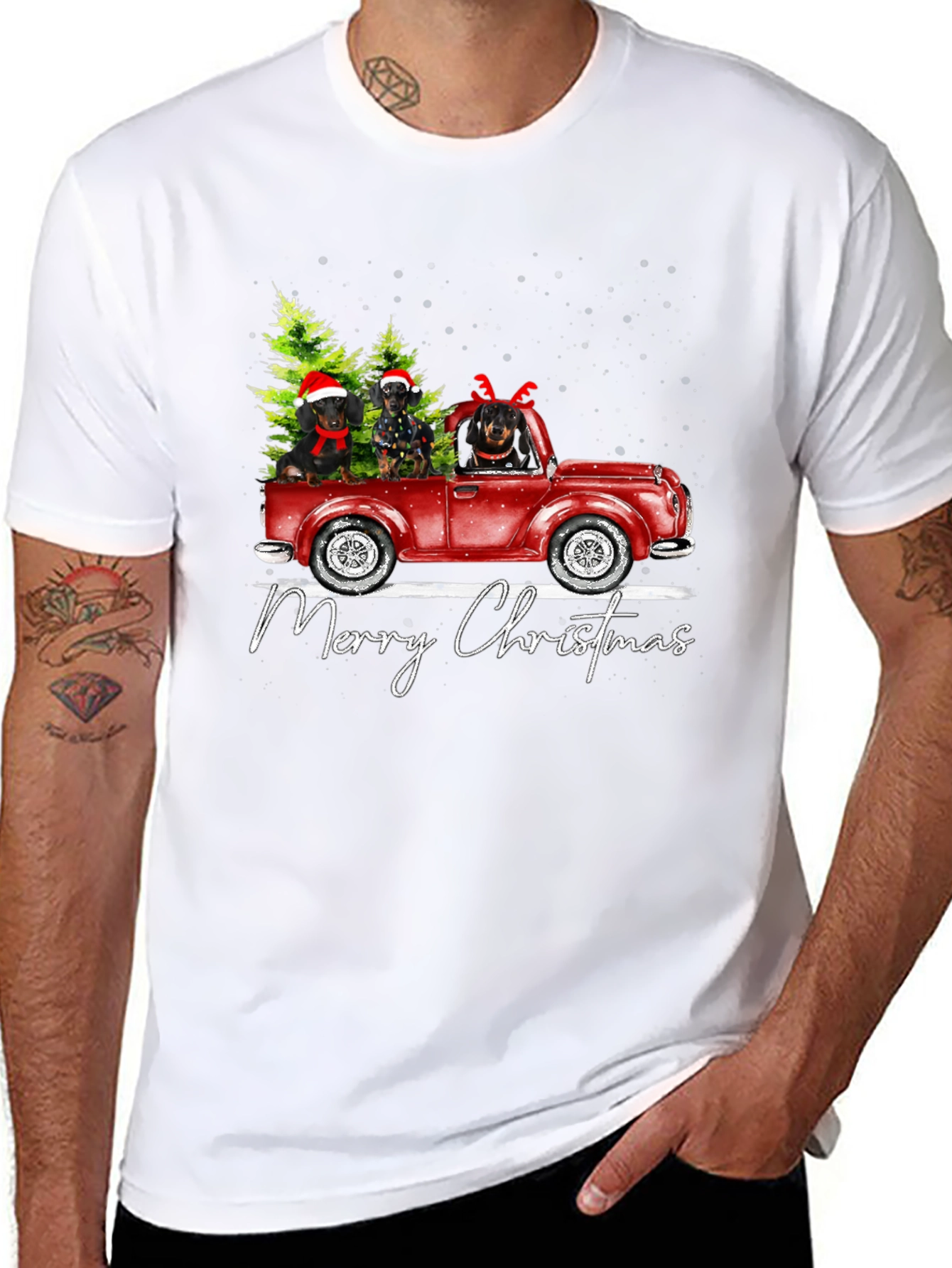 Christmas Dachshund Truck T-Shirt