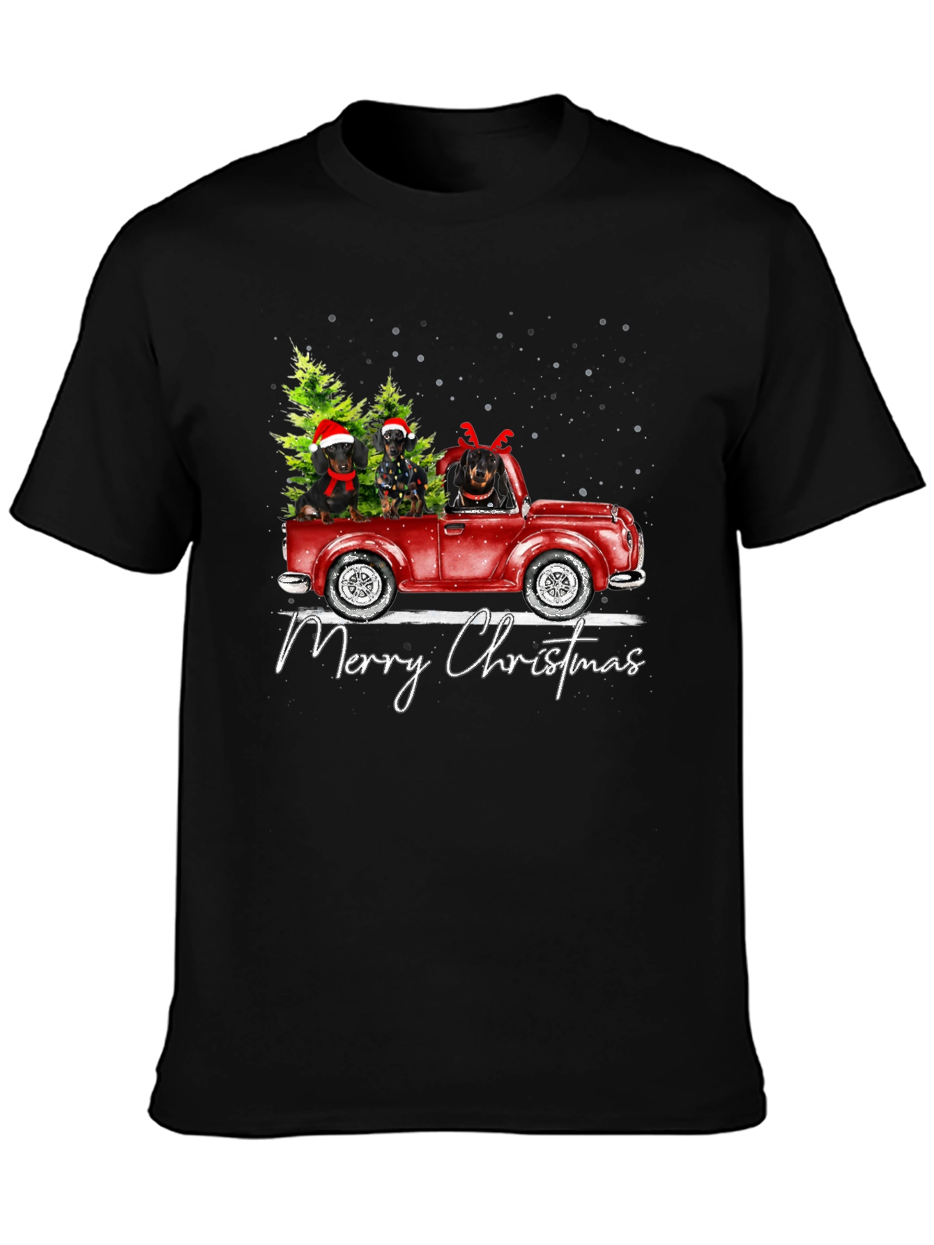 Christmas Dachshund Truck T-Shirt
