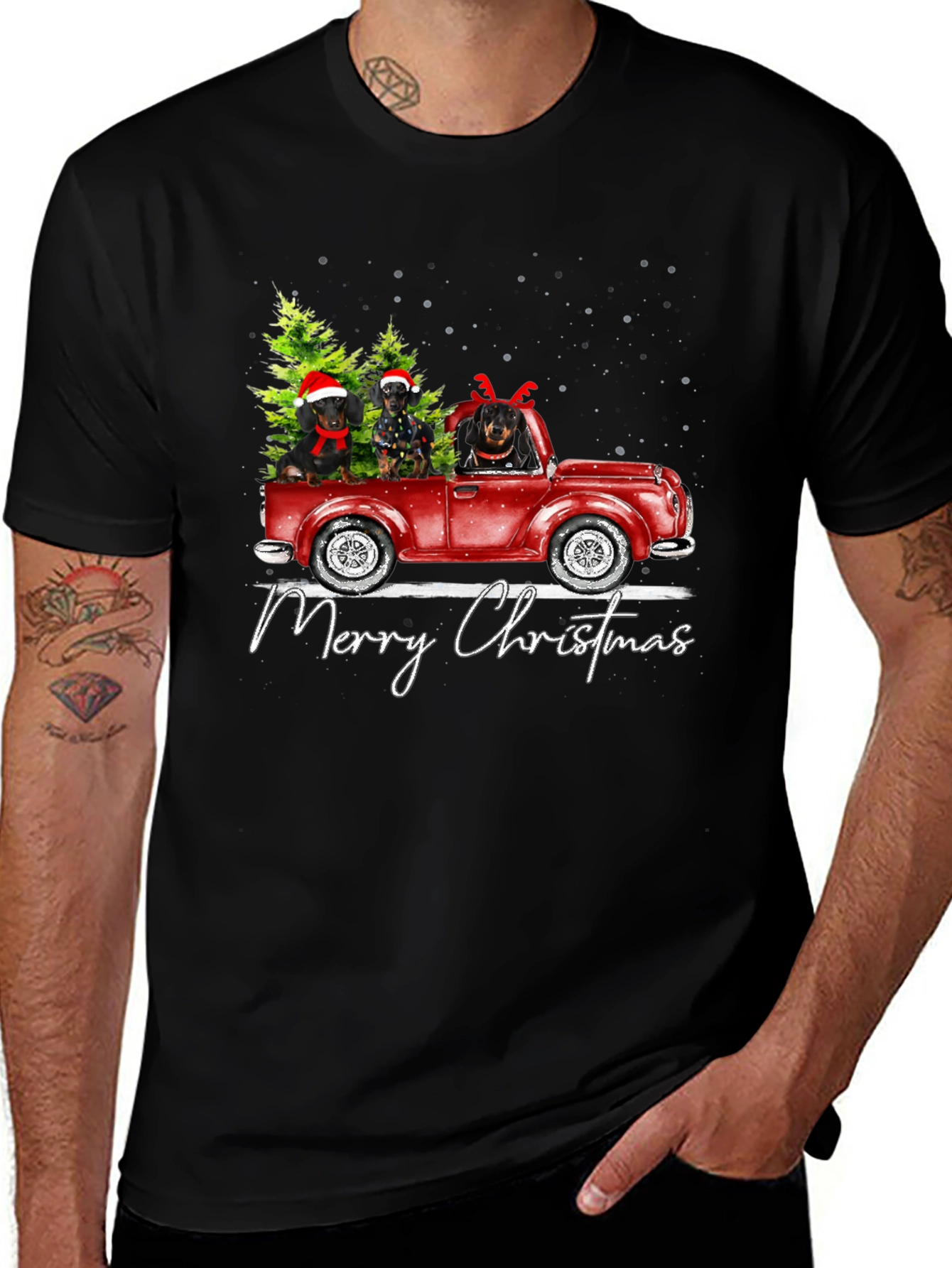 Christmas Dachshund Truck T-Shirt