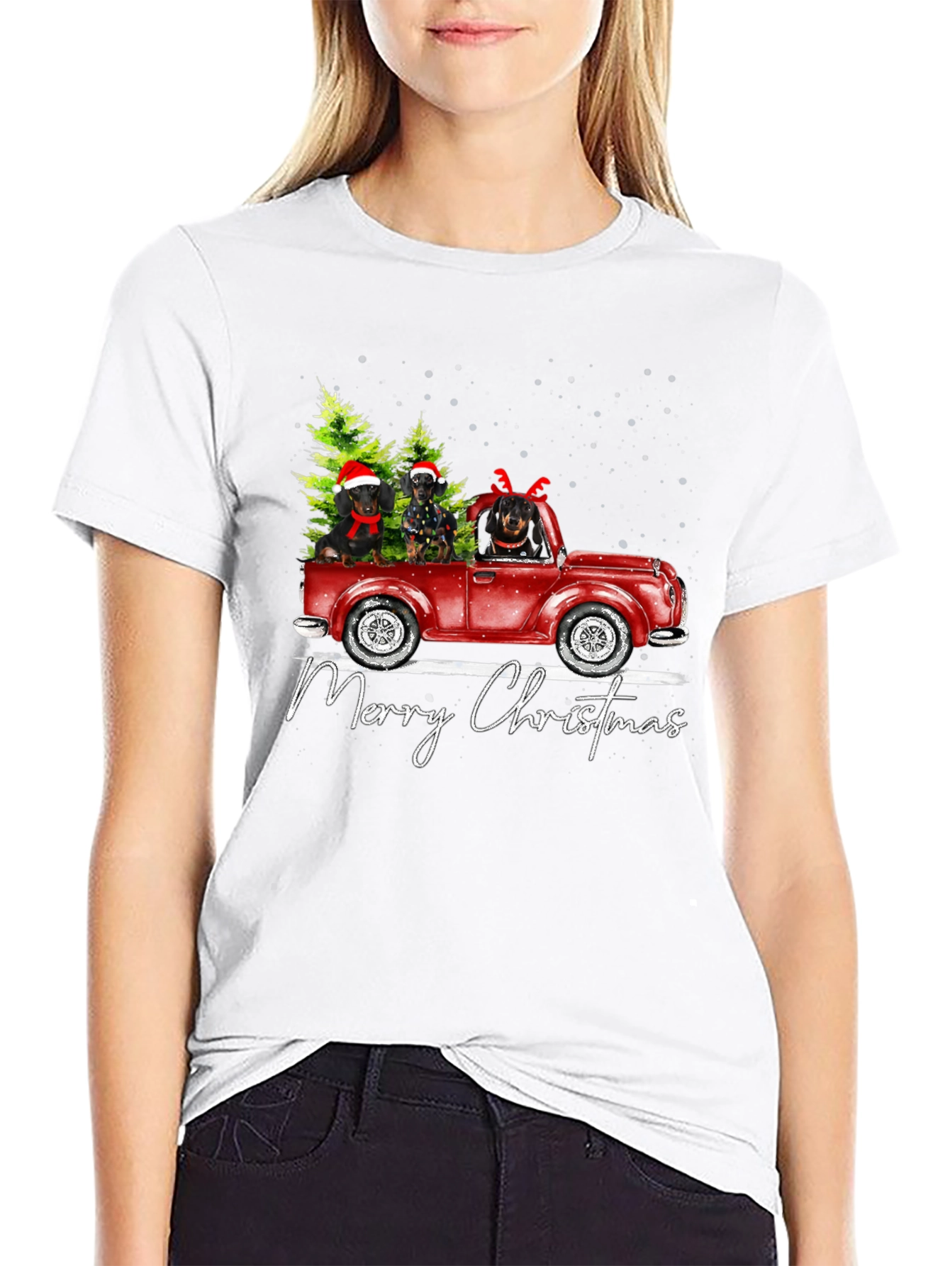 Christmas Dachshund Truck T-Shirt