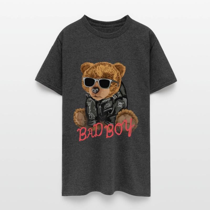bad boy slogan with bear toy sunglasses