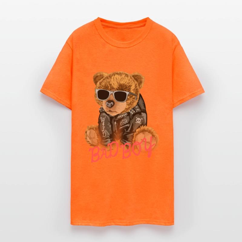 bad boy slogan with bear toy sunglasses